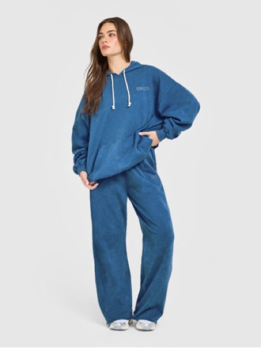 NWOT Oner Active Raw Lounge Oversized Hoodie in Washed Vintage Blue - Picture 3 of 10